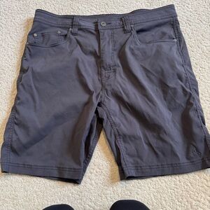Prana Gray Men's Flat Front Shorts 36W X 9L